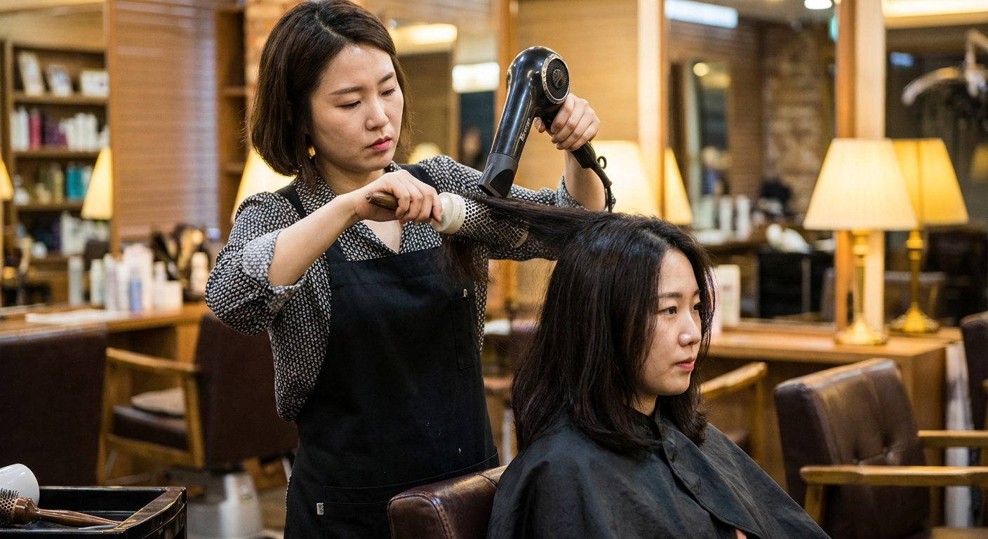 헤어 시술 스타일링 작업 과정